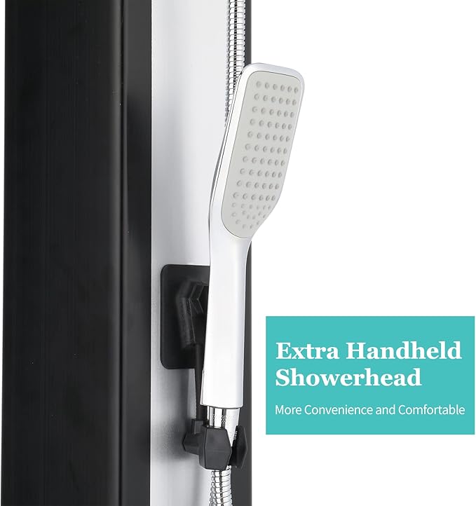 VINGLI Solar Heated Shower with Shower Head, Handhold/Foot Shower Tap for Outdoor Backyard Poolside Beach Pool Spa,Black (10.6 Gallon- Sliver&Black Surface)