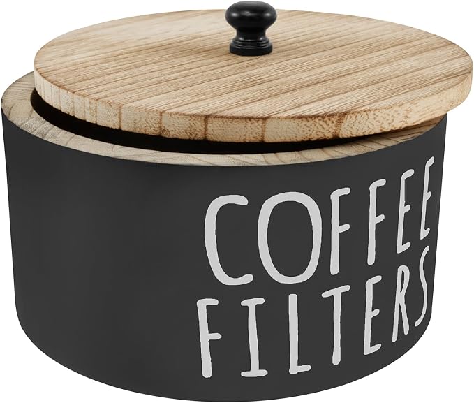 Coffee Filter Holder, Wooden Large Capacity Rustic Coffee Filter Storage Case by FALESOUL