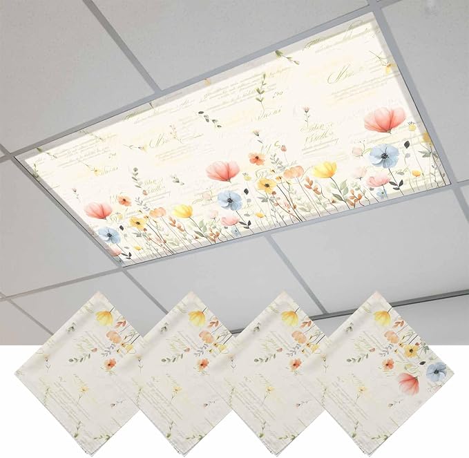 Fluorescent Light Covers for Ceiling Lights Spring Poppy Floral Magnetic Light by Home+L6