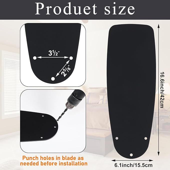 5 Pack Replacement Fan Blades for 42"/52" Ceiling Fan Waterproof Blades - Image 2