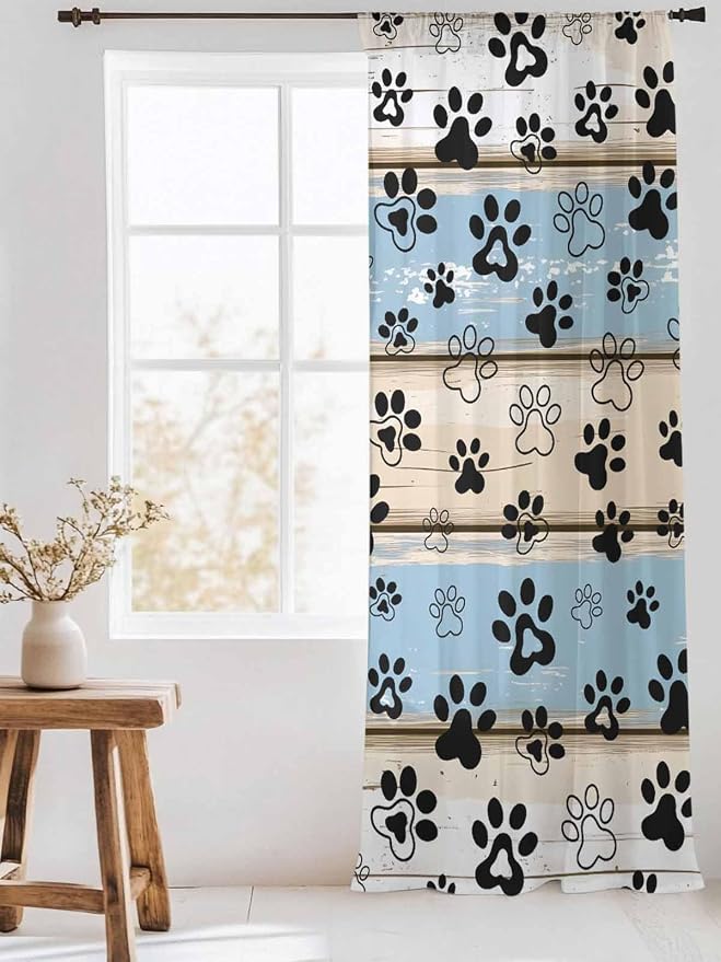 Sheer Curtains 96 Inches Long, Vintage Farmhouse Rustic Wooden Grain Privacy - Image 3