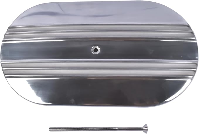 GELUOXI 15" Oval Half Finned Polished Aluminum Air Cleaner Replacement by GELUOXI