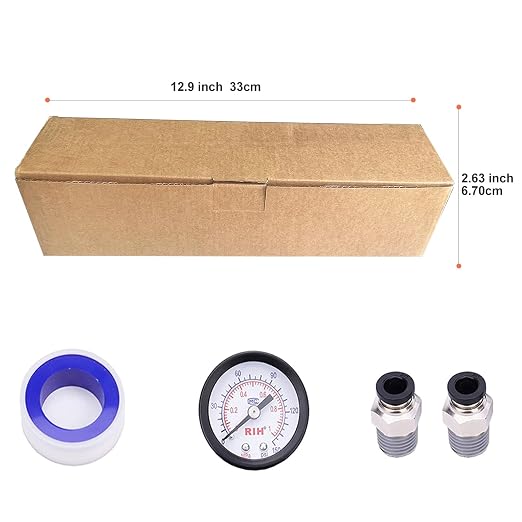 RIH 1/4" NPT Auto Drain Compressed Air Filter Regulator Combo Piggyback - Image 7