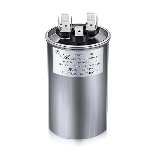 55/5 MFD uF 370/440V CBB65 Dual Run Round Capacitor by Fiada