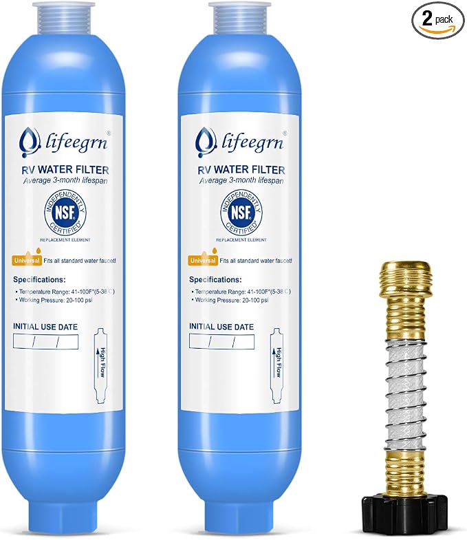 lifeegrn RV Water Filter with Hose Protector, Inline Water Filter, Chlorine and by lifeegrn
