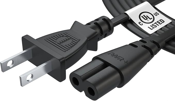 Pwr AC Cable Replacement Power Cord 2 Prong 6 Feet by PWR