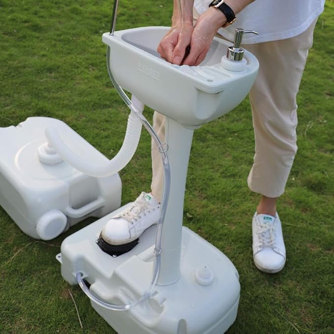 VINGLI Portable Hand Sink with 24L Recovery Tank, 5 Gal Self-contained Hand Wash Basin for Camping/RV/Garden/Outdoor Events/Gatherings, Lightweight & Detachable