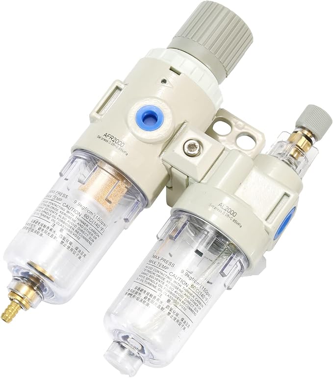 1/4" NPT Compressed Air Filter Regulator Lubricator Combo Pneumatic Air Dryer - Image 5