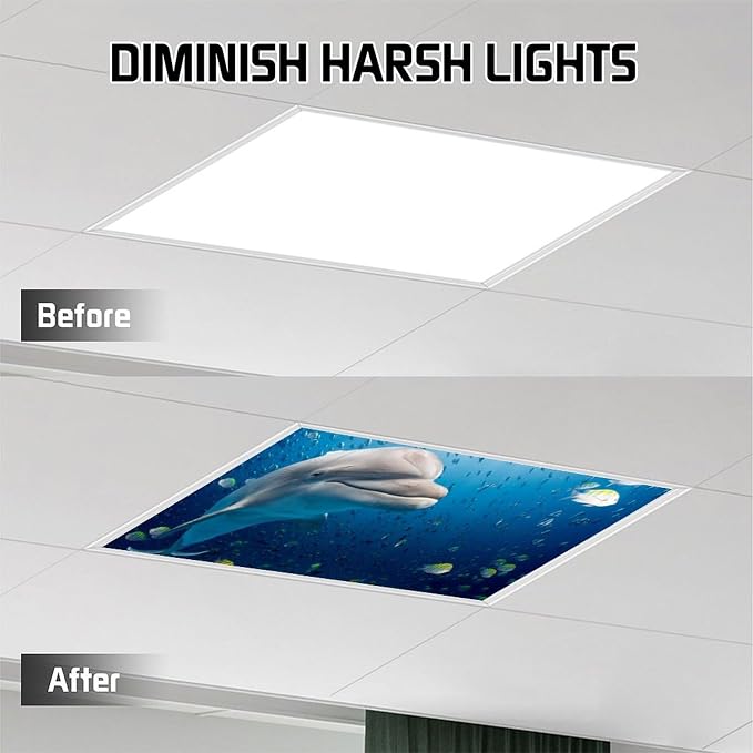 2PCS Fluorescent Light Covers for Classroom Ceiling Lights Magnetic Light Covers - Image 6