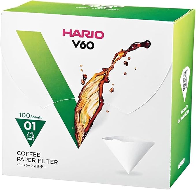 Hario V60 Paper Coffee Filter, Size 01, 100ct Box by Hario