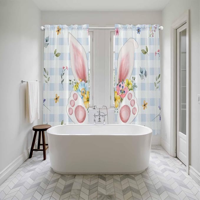 Easter Window Curtains 72 Inch Long 2 Panel Set, Rod Pocket Long Curtains & - Image 5