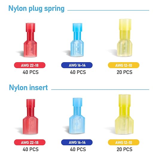 TICONN 200 Pcs Nylon Spade Quick Disconnect Connectors Kit, Electrical - Image 7