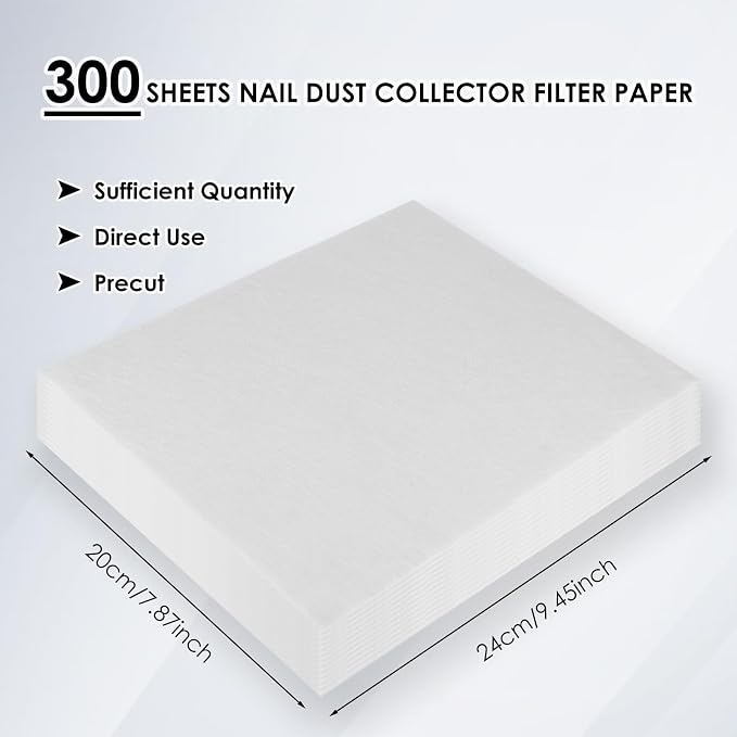 300 Sheets Nail Dust Collector Filter Paper: Disposable Dust Vacuum Filter - Image 2