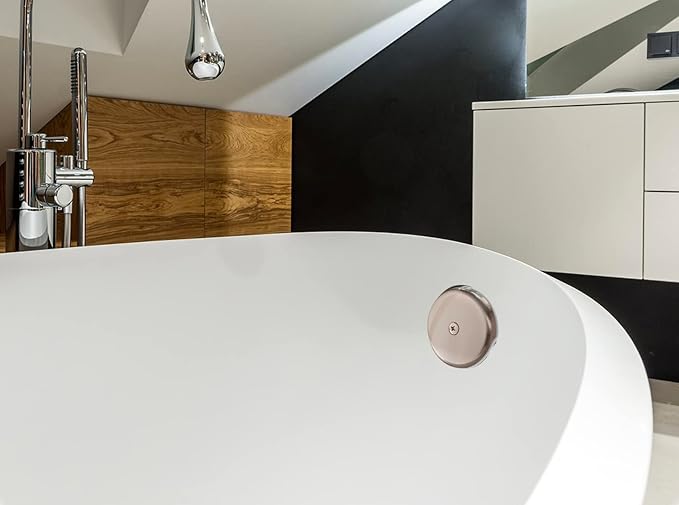 Single Hole Bathtub Drain Overflow Plate with One Matching Screws, Easy to Install, Satin Nickel