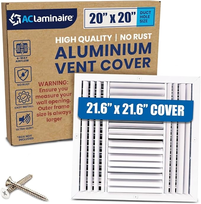20x20 Aluminum 4-Way Air Vent Cover Wall Ceiling Register HVAC Duct Opening by ACLAMINAIRE
