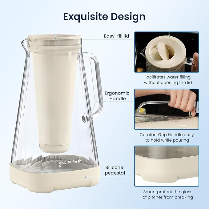 GLACIER FRESH 10 Cup Purela Glass Water Pitcher - Image 4