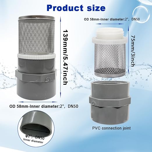 2" Stainless Steel Filter Cover Connected to 2 inch/DN50 Grey PVC Filter Water - Image 4
