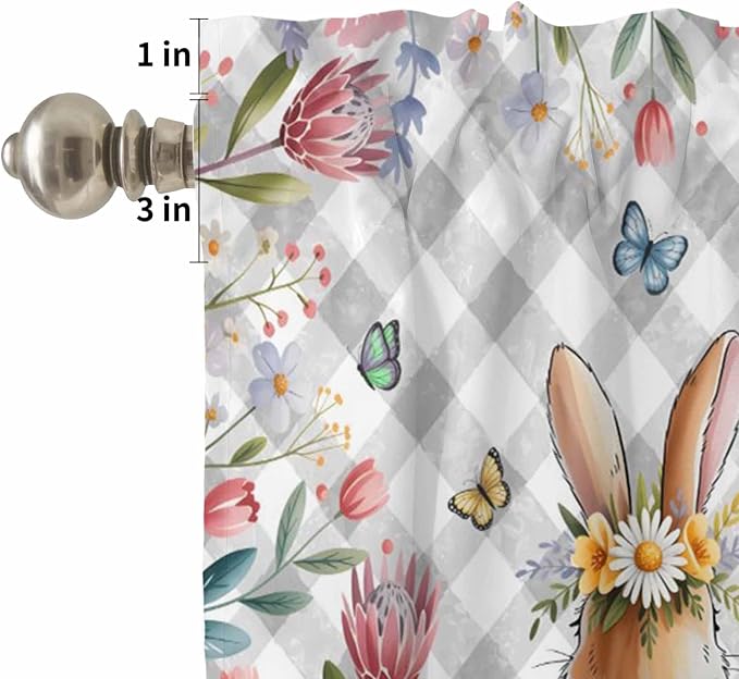 Kitchen Curtains Tiers and Valance Set of 3, Easter Light Filtering Window - Image 5