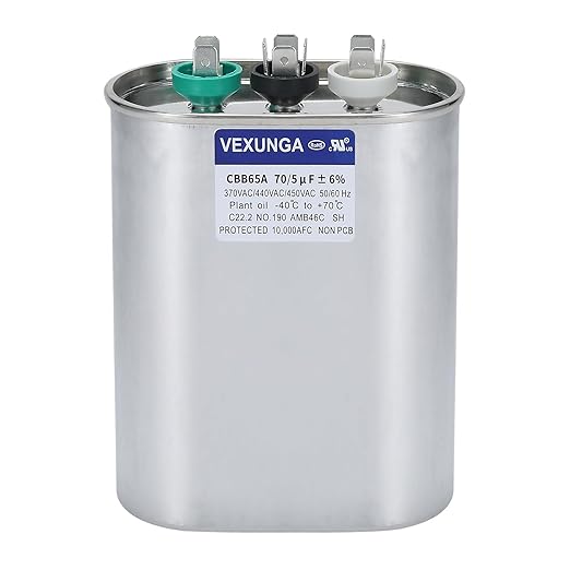 VEXUNGA 70/5 uF 70+5 MFD 370V 440V 450V Oval Dual Run Start AC Capacitor 70 5 by VEXUNGA