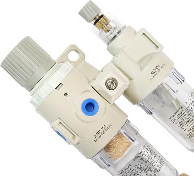 1/4" NPT Compressed Air Filter Regulator Lubricator Combo Pneumatic Air Dryer - Image 4