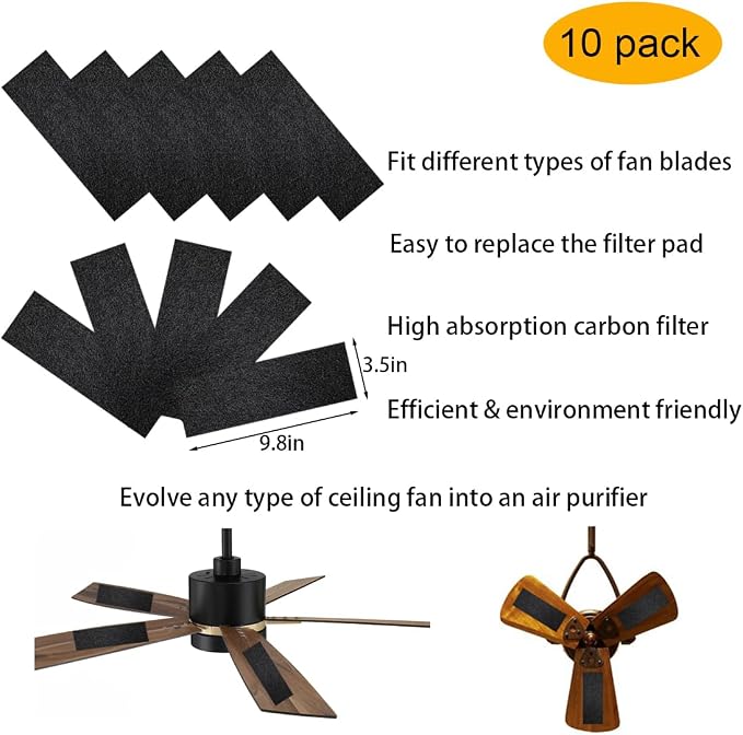 10 Pack Ceiling Fan Filters for Blades - Image 2