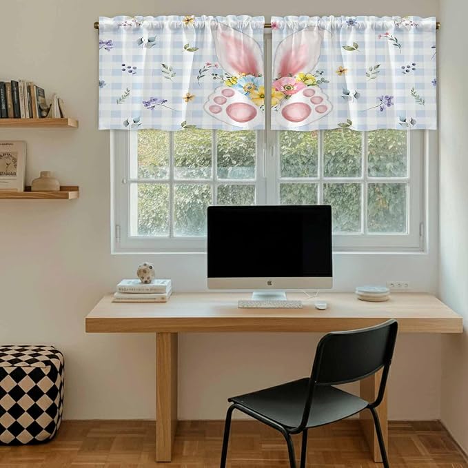 Easter Kitchen Tier Curtains 24 Inch Long 2 Panel Set, Rod Pocket Cafe Small - Image 6