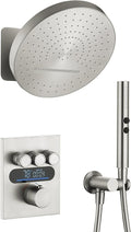 Lefton Shower System in Fahrenheit Display (Battery-free), 13” Overhead Round Rainfall Shower Head with All-in-one Handheld Spray Showerhead, 4-in-1 Control System, SSWM2501 (Brushed Nickel)