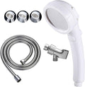 KAIYING High Pressure Handheld Shower Head with ON/OFF Pause Switch, 3 Spray Modes Shower Wand with Shut Off Button, Removable Camper Shower Head with Hose and Adjustable Angle Bracket (White)