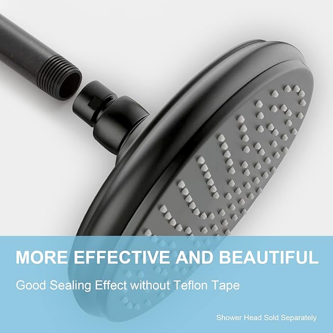 OFFO Shower Arm with Flange, 3 in Oil Rubbed Bronze Ceiling Mount Replacement Rain Shower Head Straight Arm Ceiling-Mounted For Fixed Shower Head & High Pressure Rain