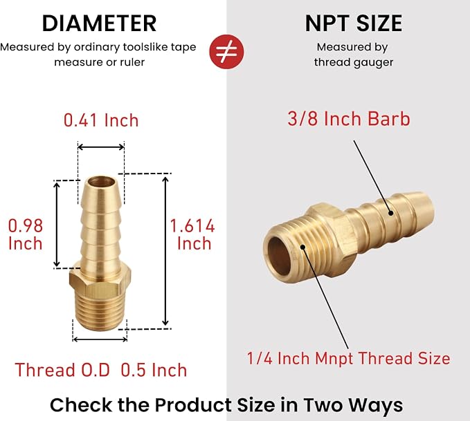 TANYA HARDWARE 3/8" Barb to 1/4" NPT Male Thread Air Hose Repair Kit - Image 2