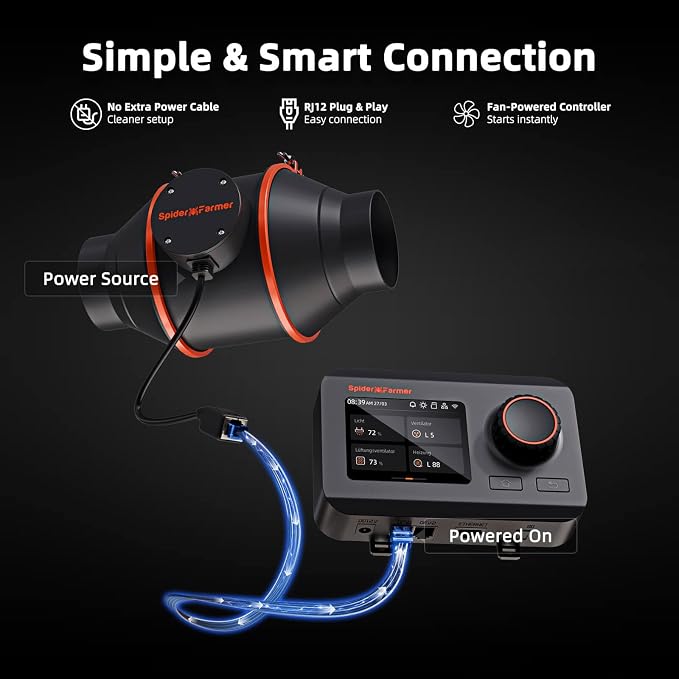 Spider Farmer Smart Air Filtration Kit 4", Inline Duct Fan, GGS Temperature - Image 2