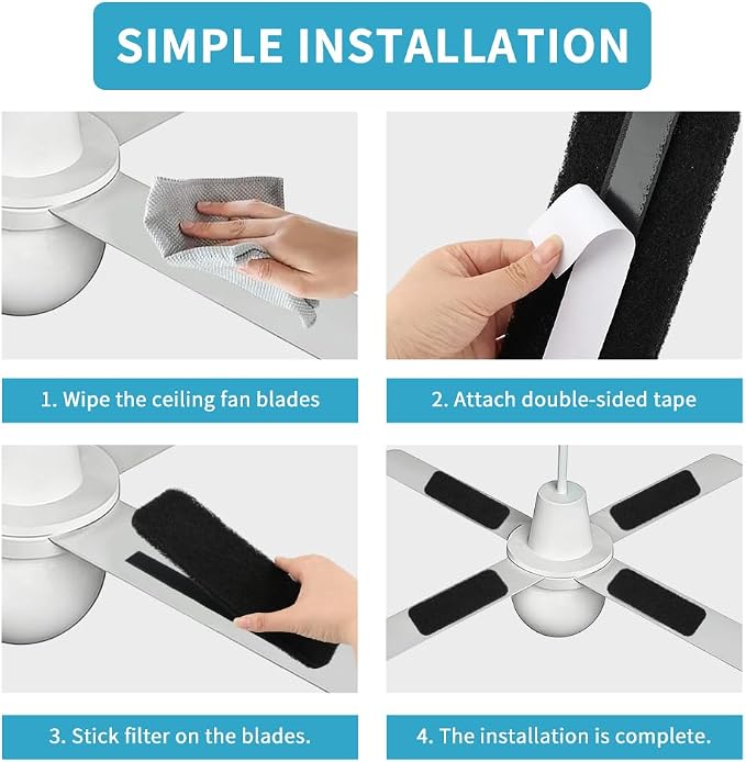 15 Pcs Ceiling Fan Filters for Blades, Activated Coconut Shell Carbon Air - Image 3