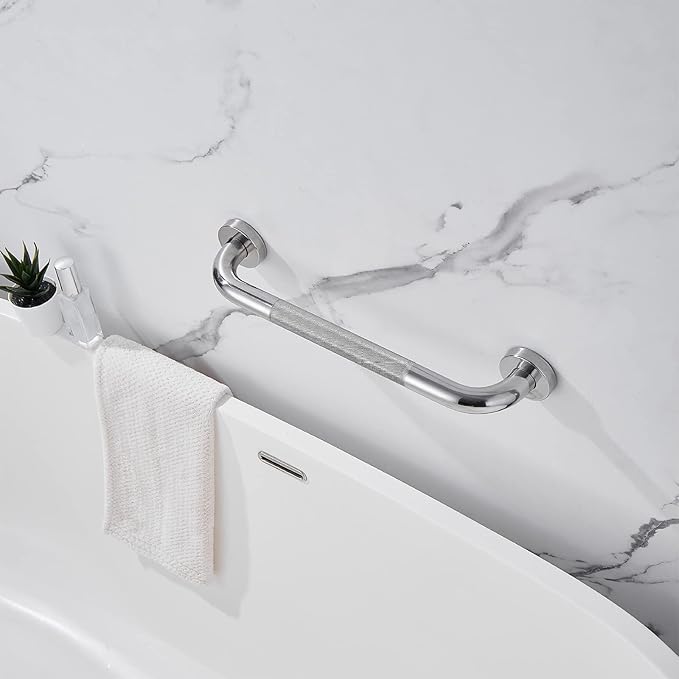 Shower Grab Bar, 2 Pack 24 Inch Bathroom Grab Bar, 304 Stainless Steel 1.25" Diameter Anti-Slip Handicap Grab Bar Support Shower Rail Senior Handrail Shower Safety Bar Handle