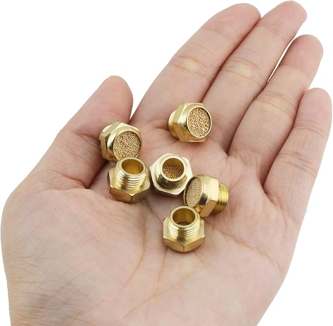 Wealrit 10 PCS Pneumatic Exhaust Mufflers, 1/8" Male Thread Hex Copper Air - Image 4