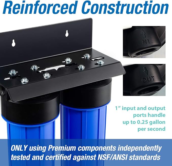 iSpring WGB22B-PB+AHPF12MNPT16X2 2-Stage Whole House Water Filtration System - Image 2