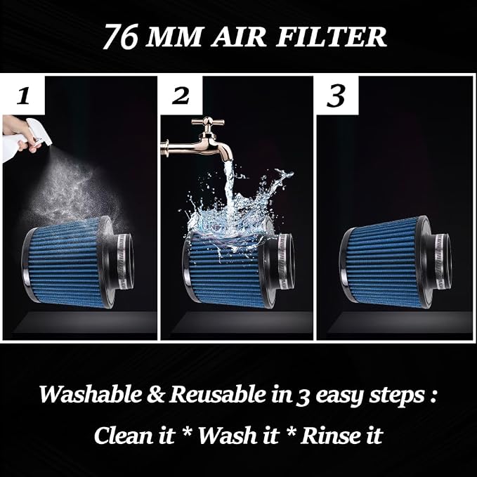 Universal 3 Inch 76mm Air Intake Filter Replacement Cone Air Filters Quality - Image 3