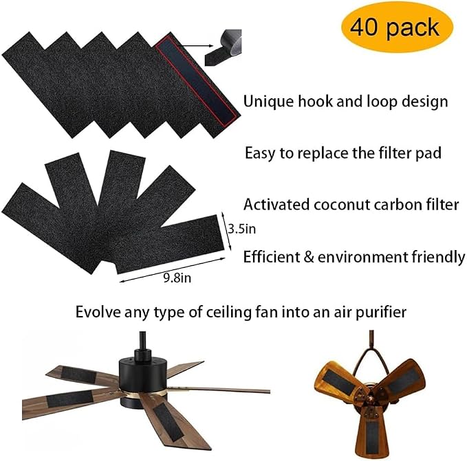 40 Pack Ceiling Fan Filters for Blades - Image 2