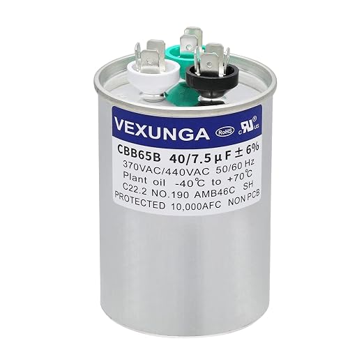 VEXUNGA 40/7.5 uF 40+7.5 MFD 370V or 440V Dual Run Start Round A/C Capacitor by VEXUNGA