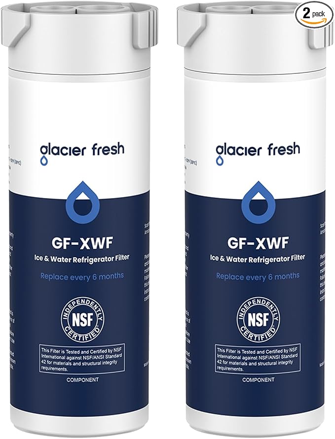 GLACIER FRESH XWF Replacement For GE XWF Refrigerator Water Filter Pack of 2 by GLACIERFRESH