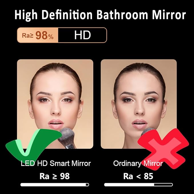Inner Sand Smart Illuminated LED Bathroom Mirror, Wall Mounted Multifunction - Image 4