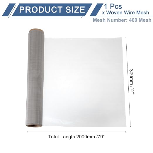 uxcell 400 Mesh 79" x 12" Woven Wire Mesh, 304 Stainless Steel Air Vent Filter - Image 2