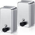 Maxdot 2 Pcs 37 oz/1100 ml Commercial Stainless Steel Soap Dispenser Wall Mount with Corrosion Proof Lining and Manual Anti Leak Pump for Home Bathroom Accessories Kitchen(Silver)