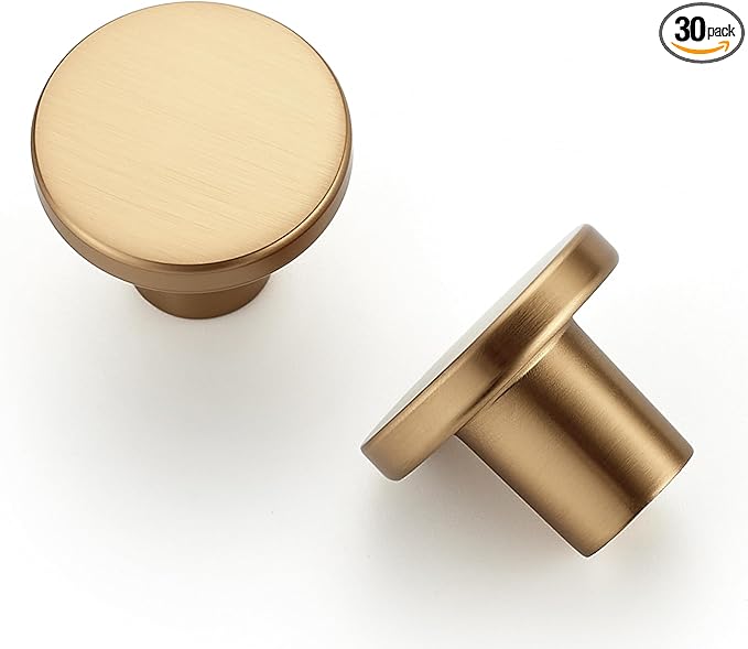 Ravinte 30 Pack Cabinet Knobs Champagne Bronze Kitchen Cabinet Knobs Round Dresser Drawer Knobs Drawer Pulls Closet Door Knobs 1-1/5 Inch