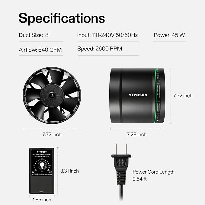 VIVOSUN 8” Inline Booster Duct Fan - Image 8