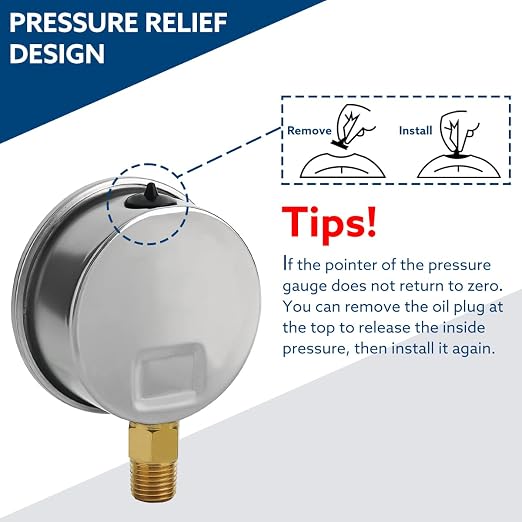SENCTRL 30 inHg Vacuum Silicone Oil Liquid Filled Low Pressure Gauge, 2.5" Dial - Image 6