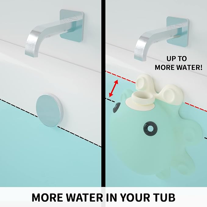 Bathtub Overflow Drain Cover Tub - tub Overflow Drain Cover, Soak Bath Overflow Drain Cover, Bathroom Spa Accessories, Adds Inches of Water for Deeper Bath (Silicone, Creamy-White)