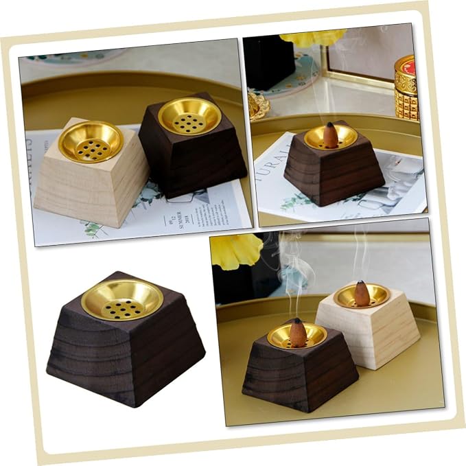 DOITOOL Retro Wooden Incense Holder Desktop Tray Black Wood Incense Burner - Image 7
