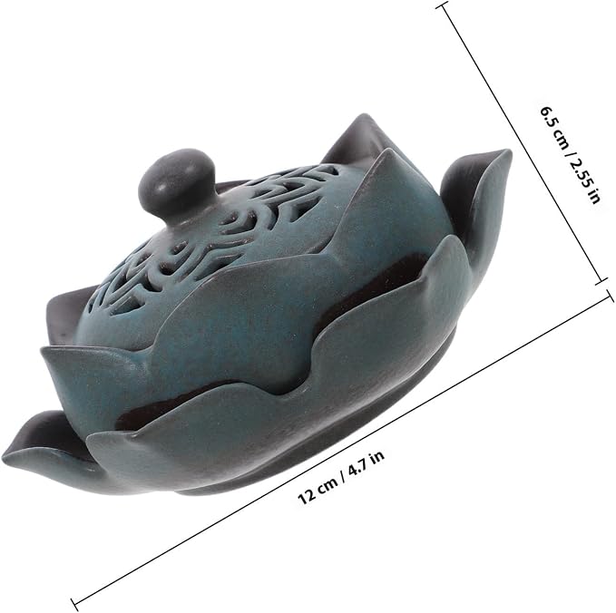 SEWACC Ceramic Lotus Incense Holder Vintage Home Decorative Incense Burner - Image 2