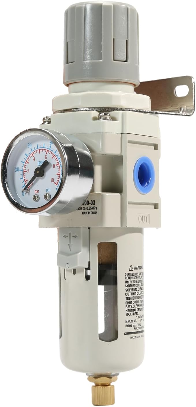 3/8" NPT Air Filter Pressure Regulator Combo Piggyback, Air Compressor Filter - Image 2