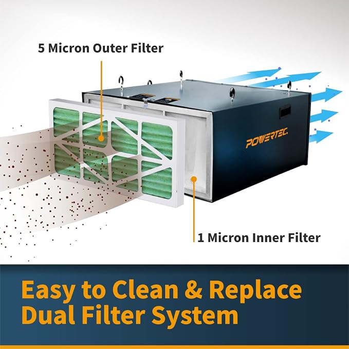 POWERTEC AF1045E 3-Speed Remote Controlled Air Filtration System Woodworking - Image 3